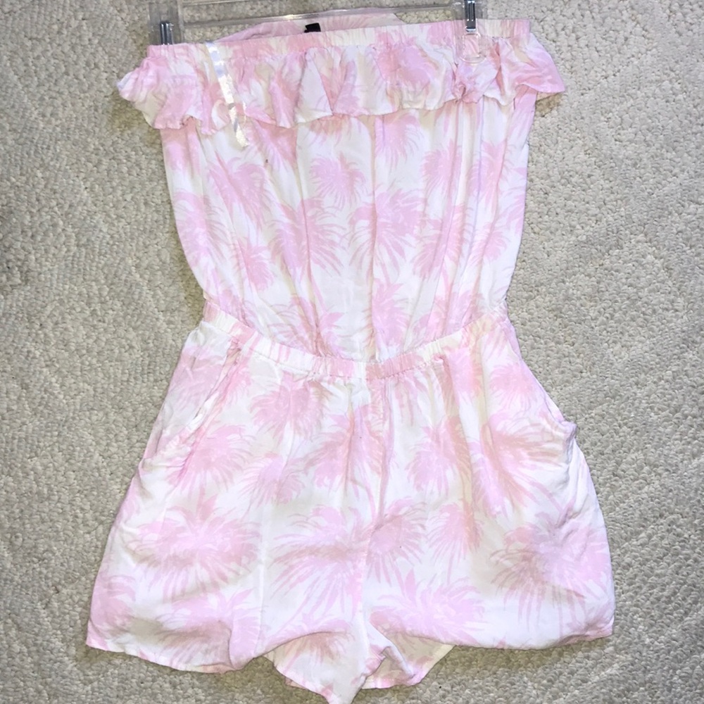 H&M pink palm tree romper